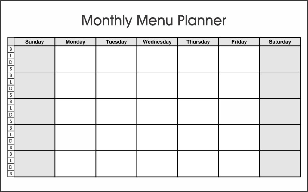 Monthly Meal Planner Free Printable - PrintableDietPlan.com