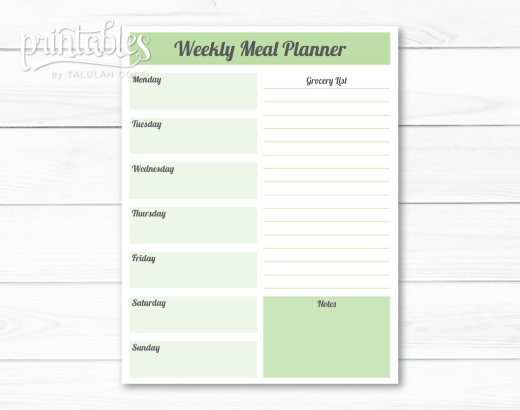 Editable Weekly Meal Planner Template With Grocery List PrintableDietPlan