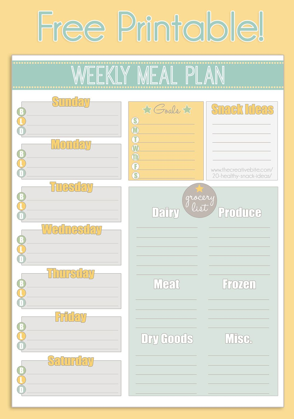 Weekly Meal Planner Free Printable PrintableDietPlan