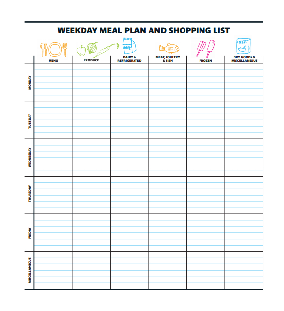 Weight Watchers Meal Plan Template Best Design Idea