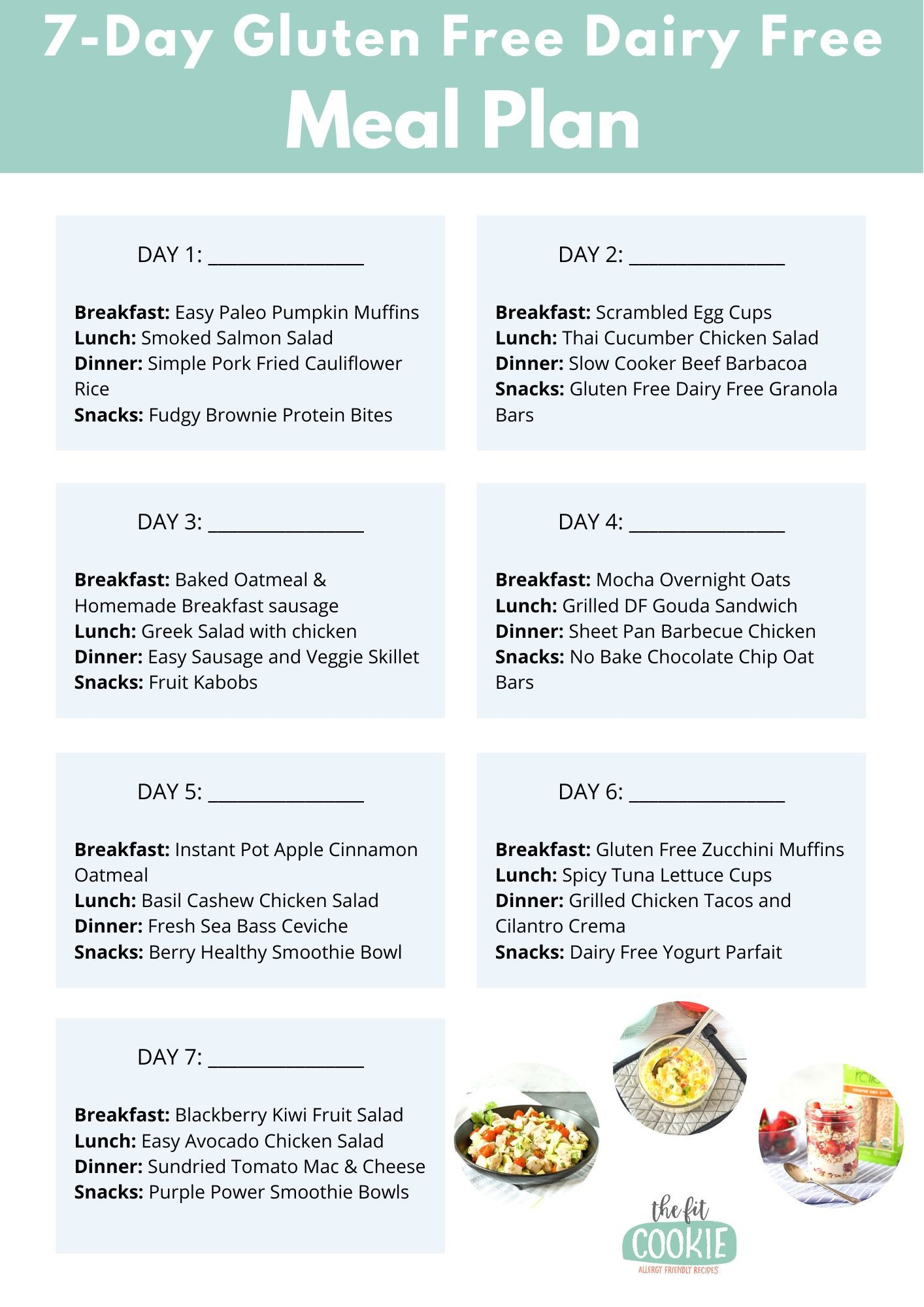 Printable Gluten Free Dairy Free Meal Plan PrintableDietPlan