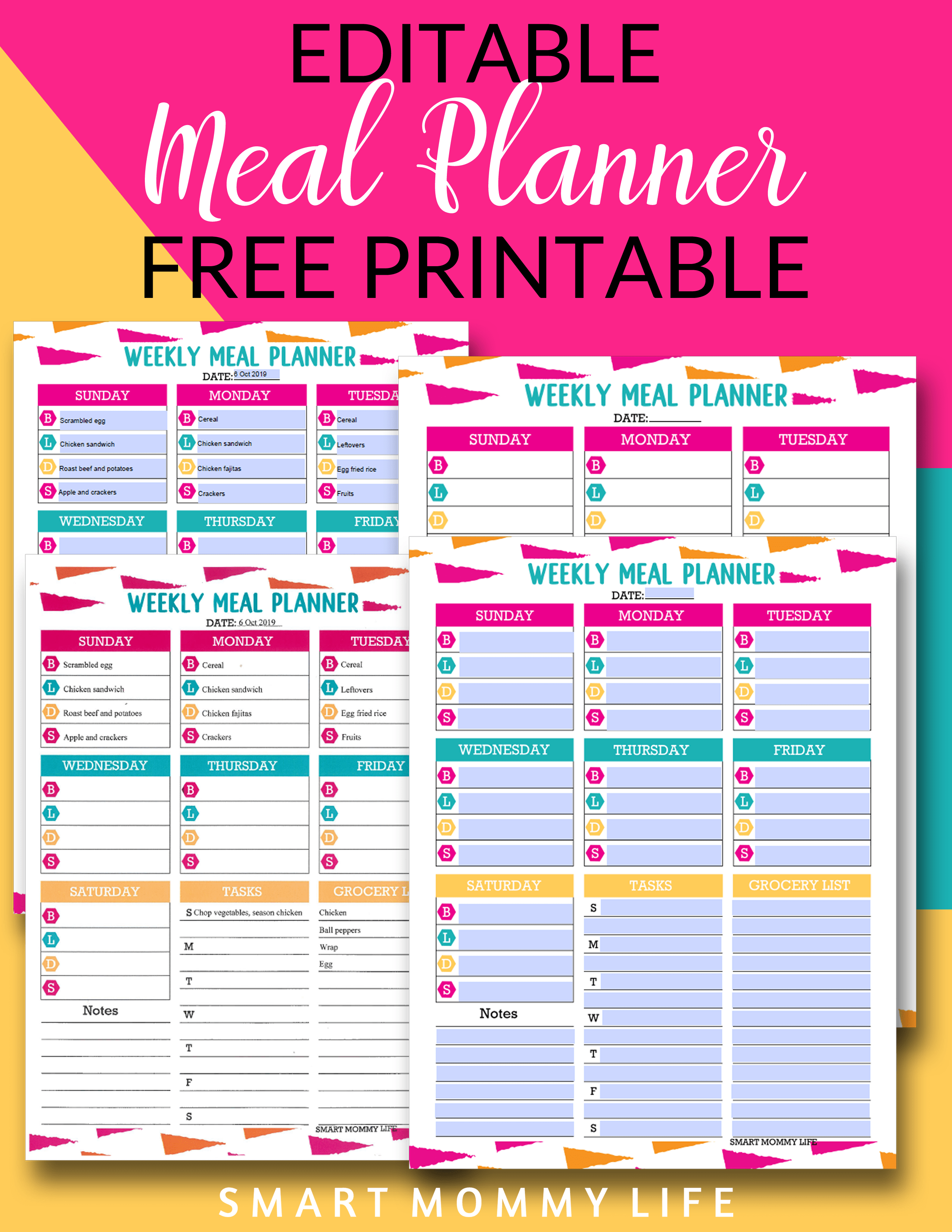 Editable Meal Plan Printable PrintableDietPlan