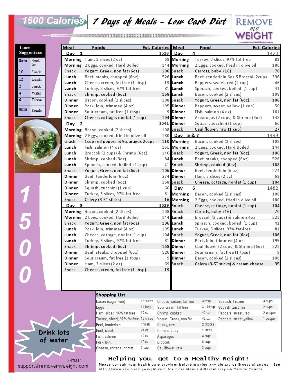 1500 Calorie Printable Meal Plan PrintableDietPlan