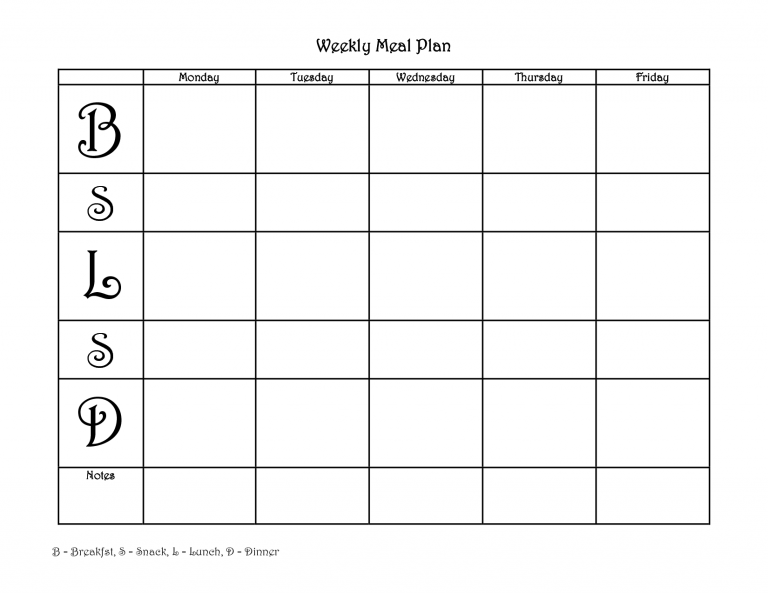 4 Free Blank Printable Weekly Meal Planner In PDF Word