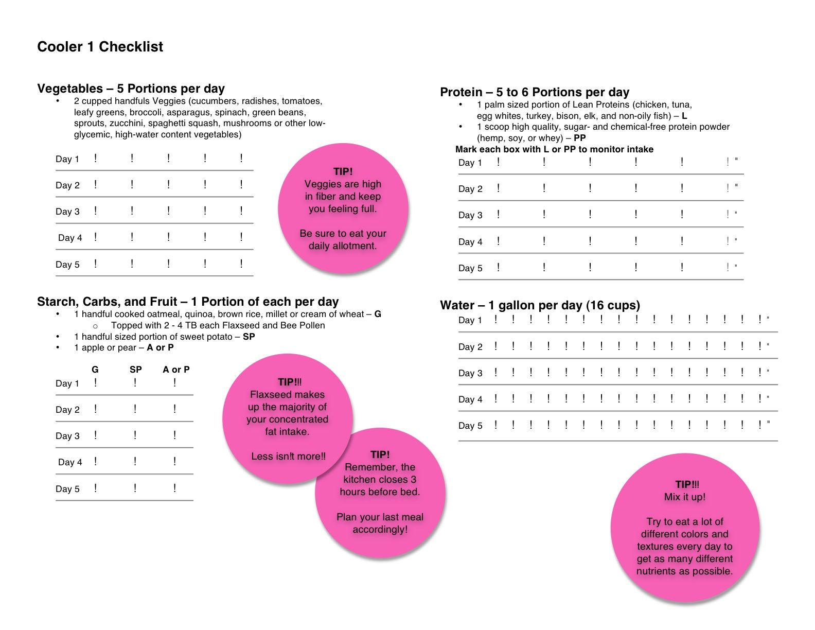 Eat Clean Cooler 1 Meal Plan Printable PrintableDietPlan