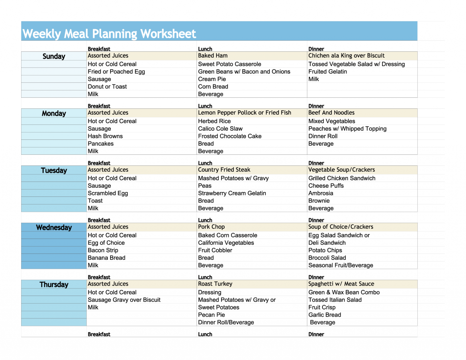 Printable Type 2 Diabetes Meal Plan PrintableDietPlan