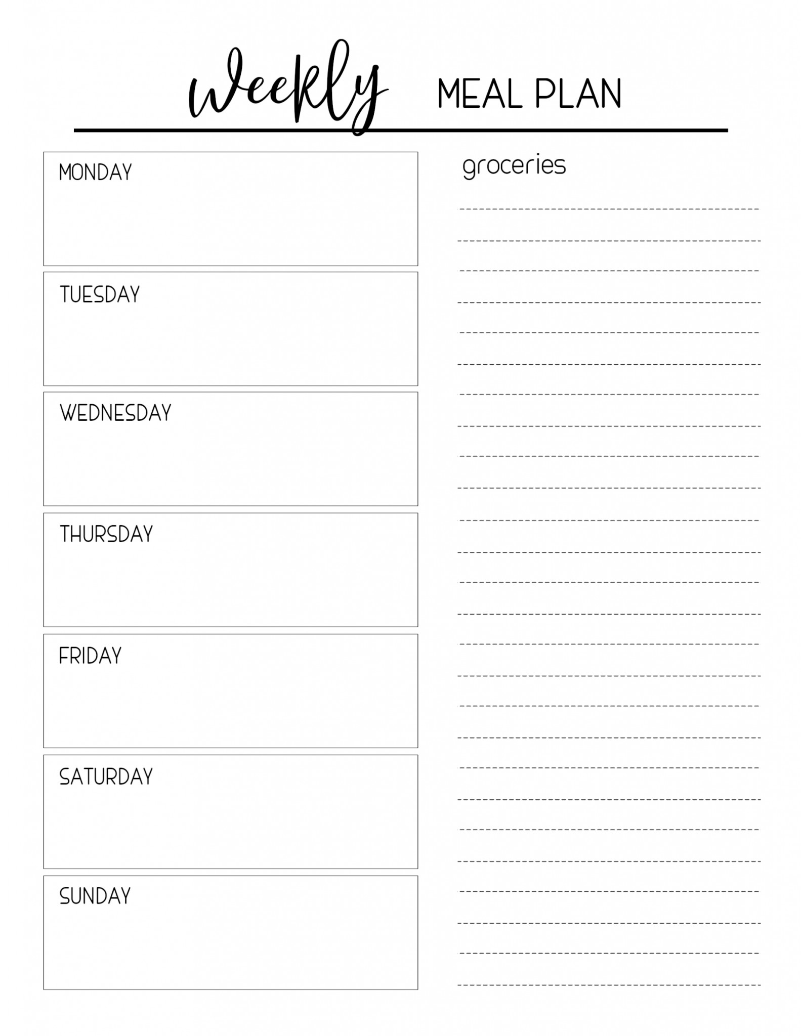 Meal Planning Menu Printable PrintableDietPlan