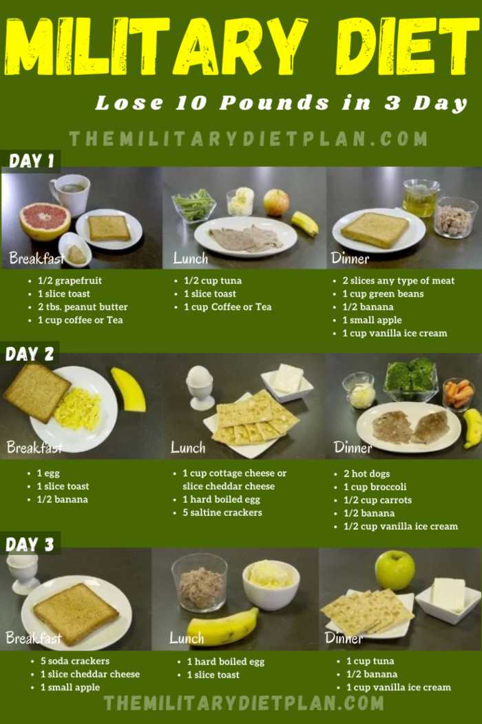 Military Diet Meal Plan Website PrintableDietPlan