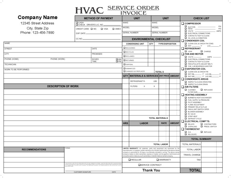 Free Hvac Invoice Template Invoice Template Ideas