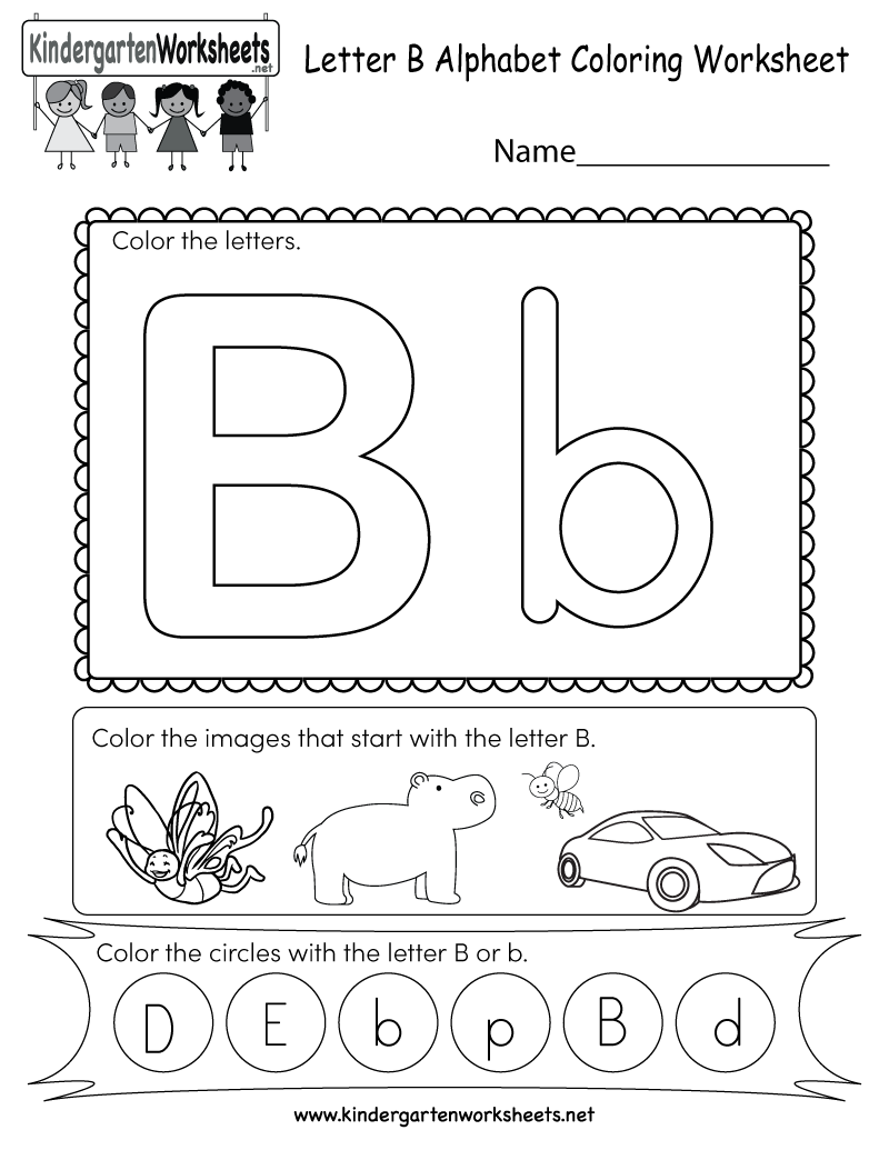 Letter B Coloring Worksheet Free Kindergarten English Worksheet For Kids