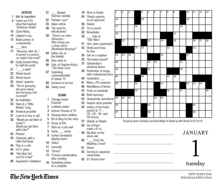 New York Times Crossword Printable Free Monday That Are Simplicity